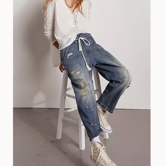Free People Denim - Free People in my time denim cargo Jeans